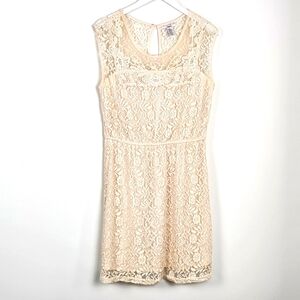 Bar lll Cream Sleeveless Lace Dress Size L